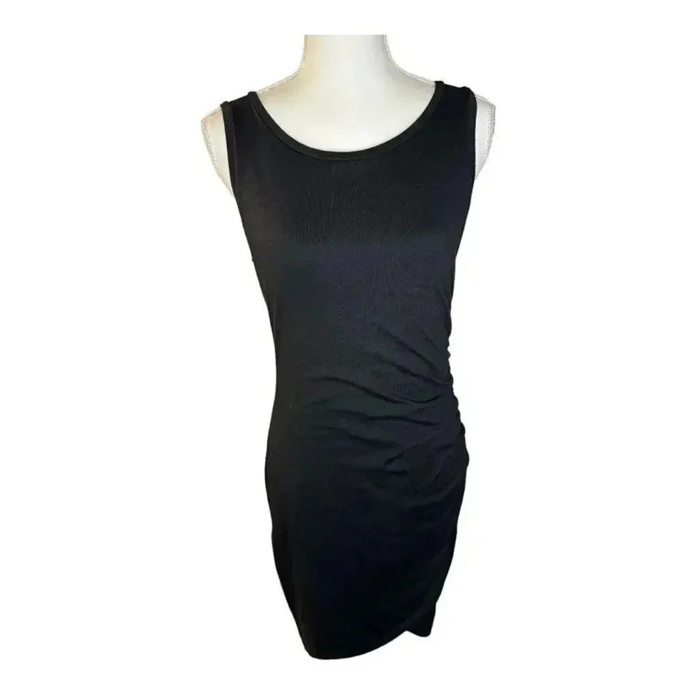 Leith Size Medium Side Ruched Bodycon Sleeveless Scoop Neck Jersey Knit Dress